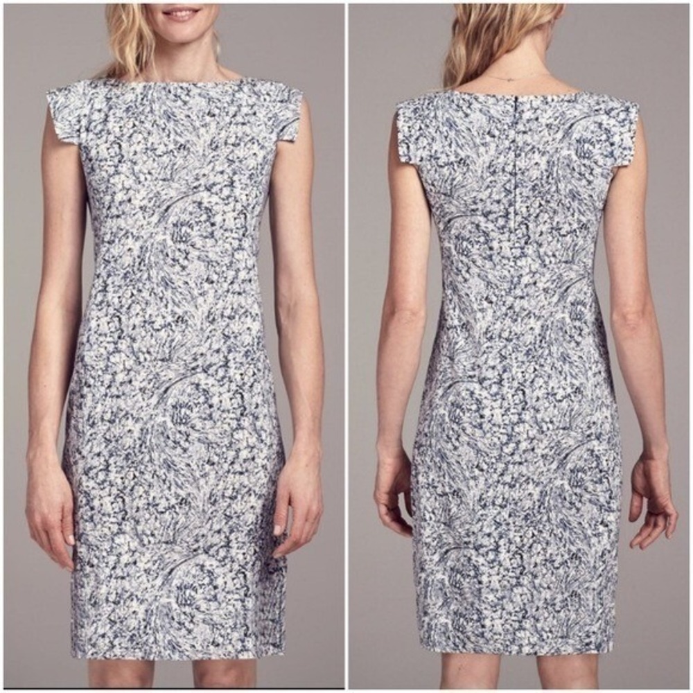 MM Lafleur‎ || Sarah Dress in Indigo Marble Blue + White 6